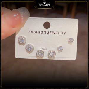 Bông tai bạc nụ vuông Nova Stud