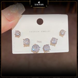 Bông tai bạc nụ 4 chấu Ella Stud