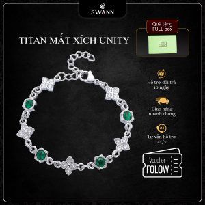Vòng Tay SWANN Titan CZ Xanh Mắt Xích UNITY Luxury