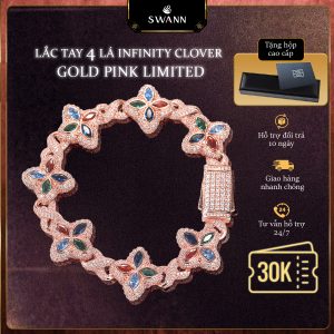 Lắc tay Cuban Infinity Clover Limited Gold Pink