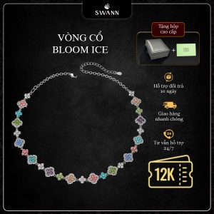 Vòng Cổ SWANN Bloom Ice Đính Đá CZ 8A Hoa Đa Sắc Titanium