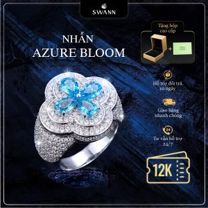 Nhẫn Cuban SWANN Azure Bloom đính đá xanh