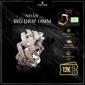 Nhẫn Cuban Swann Big Drip 14mm